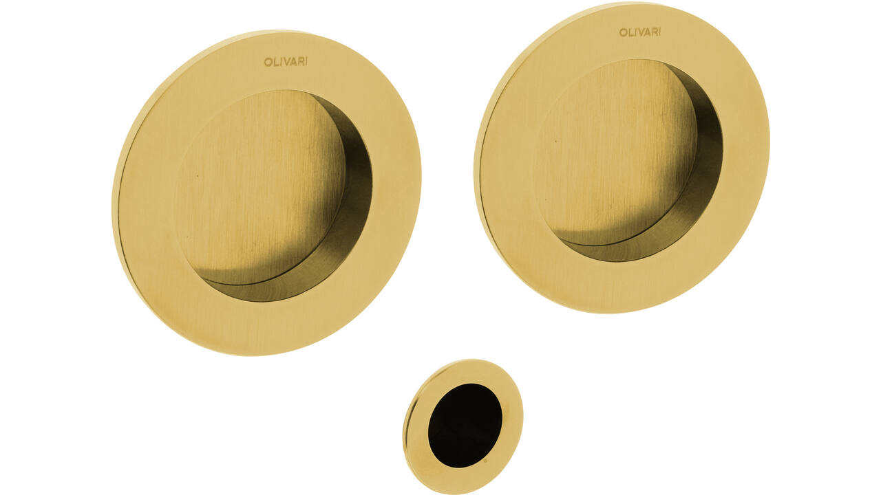 Olivari schuifdeurkom Dante rond Ø65mm messing mat titaan PVD