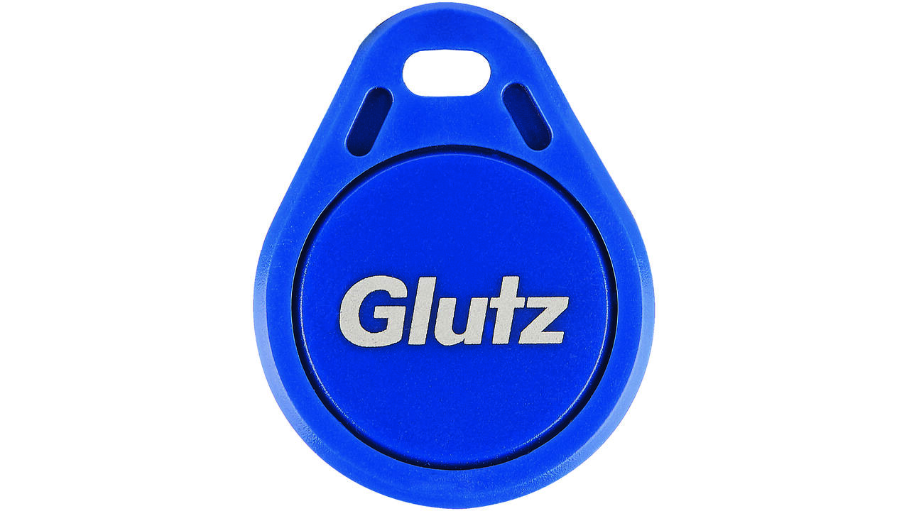 Clip 1 stuk, PVC glutz sleutelhanger, MIFARE DESfire EV1, 4KB, Blauw met ID-nr.