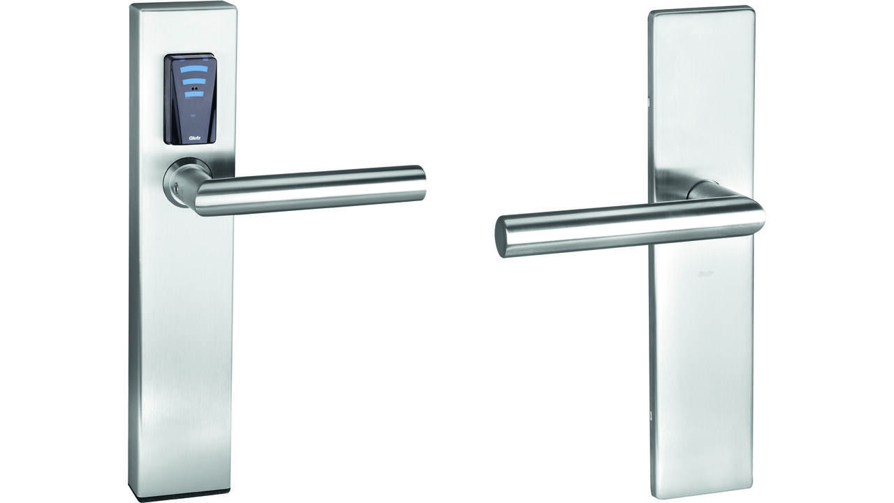 eAccess Organisatie breed m/binnenschild   Blind met deurkruk 8mm U-model (8635)(53004)