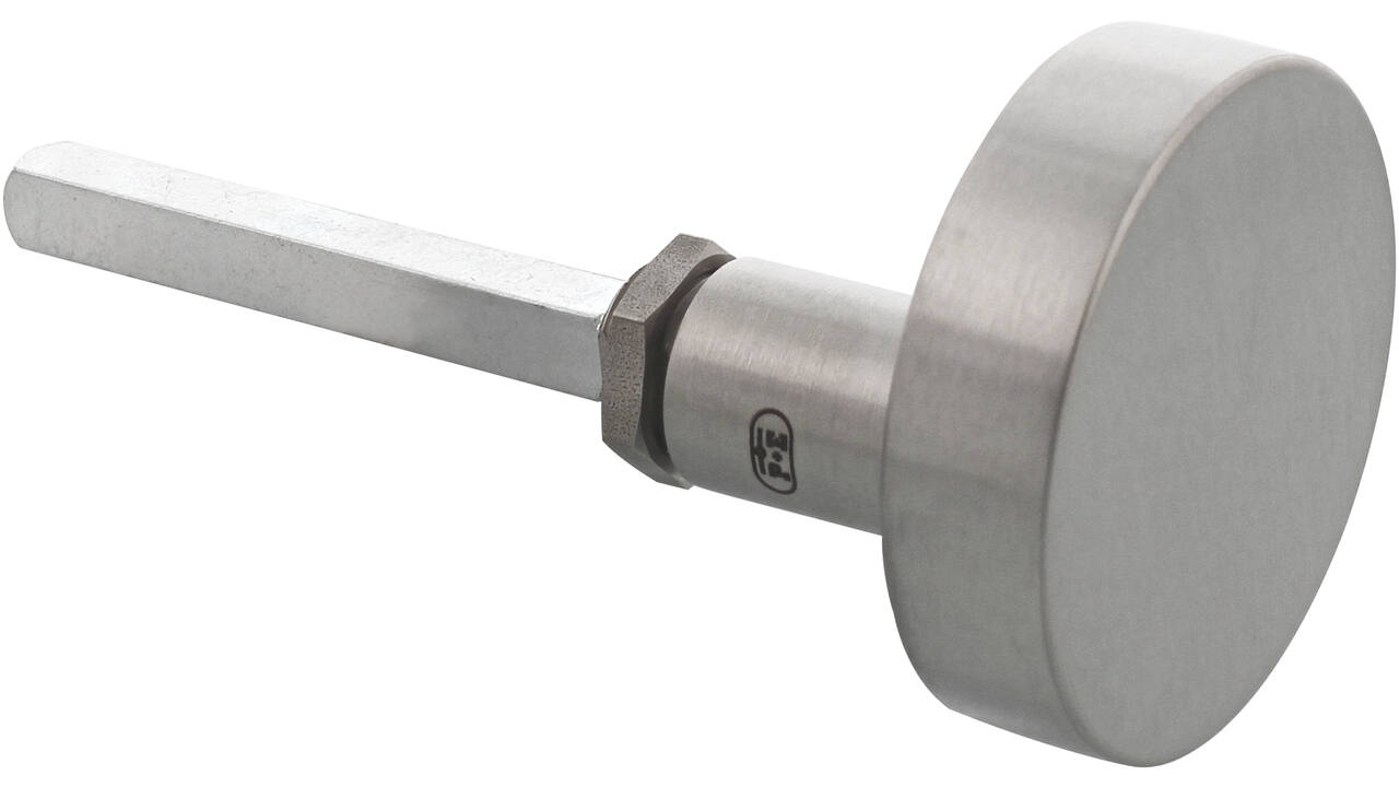 Vlakke-knop Ø 60mm excentrisch, Ls en Rs bruikbaar, inclusief 8mm wisselstift