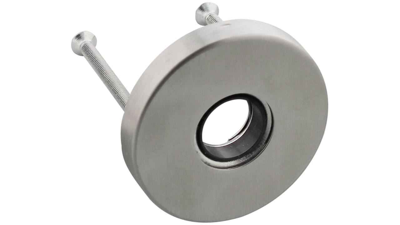 RVS rozet easyfix ø53x8mm, dekrozet gat ø21mm voor krukhals ø20mm, met draadnokken M4