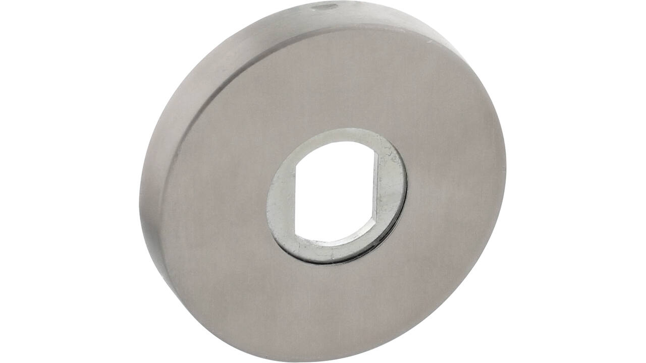 RVS rozet met Q-gat voor vaste knop ø53x8mm, met draadnokken M4