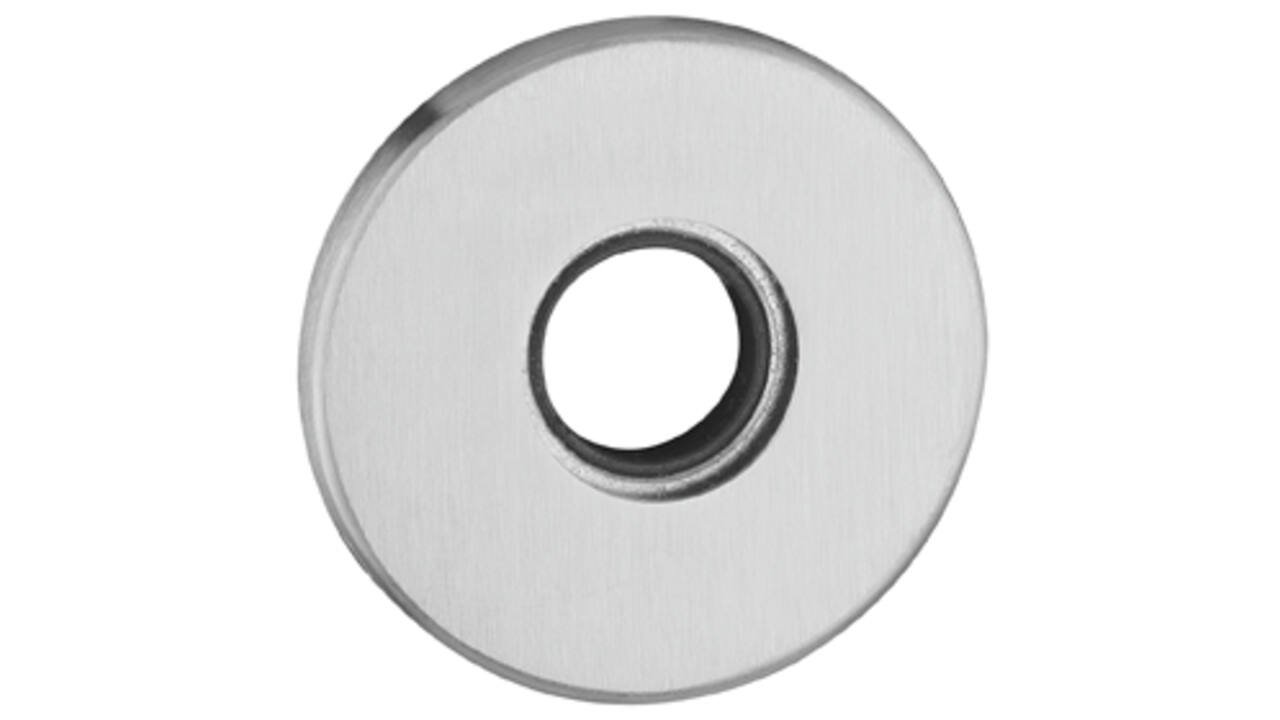 RVS rozet easyfix ø53x8mm, dekrozet gat ø23mm voor krukhals ø22mm, met doorgaande nokken M4