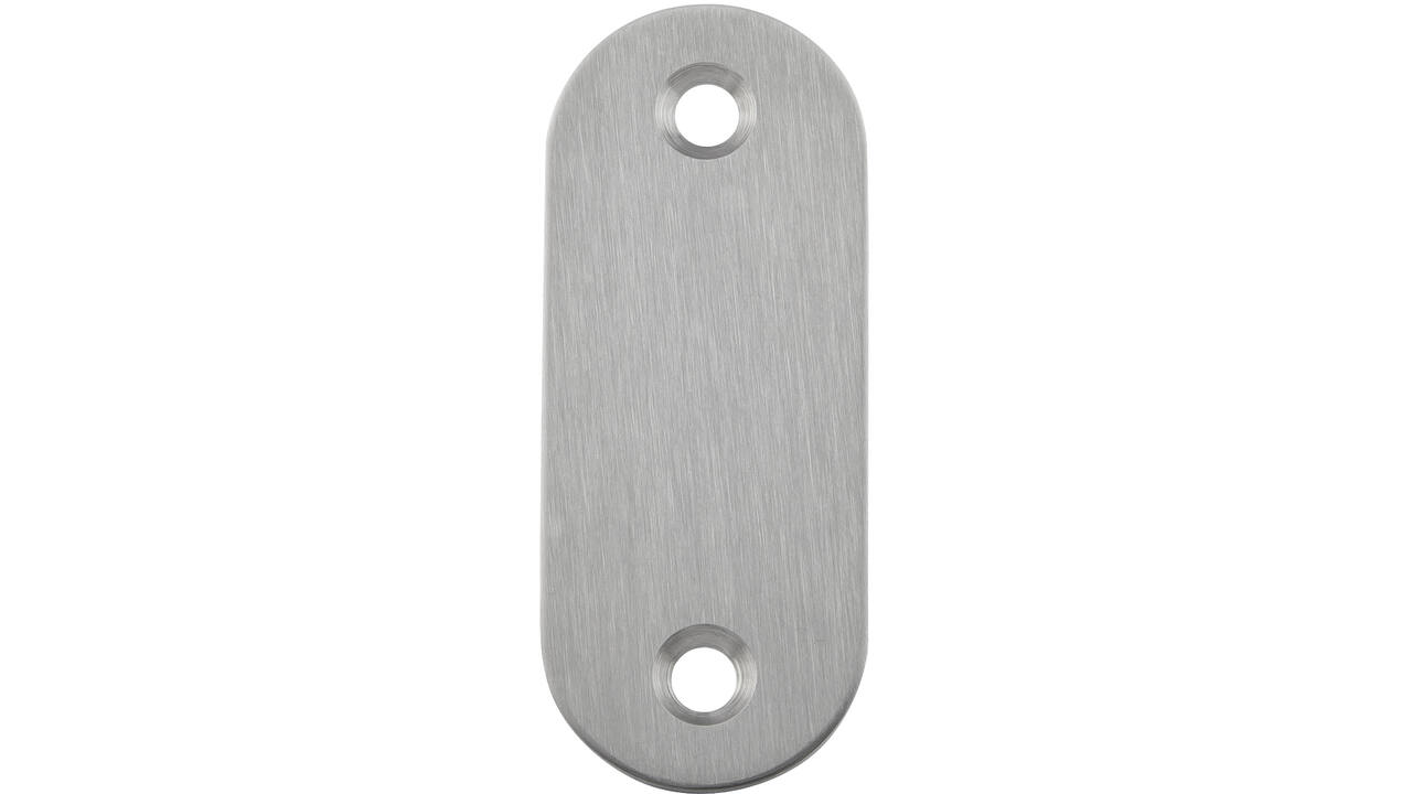 RVS geborsteld blind plaatje ovaal 70x28x2mm, gatdeel M4 h.o.h. 50mm