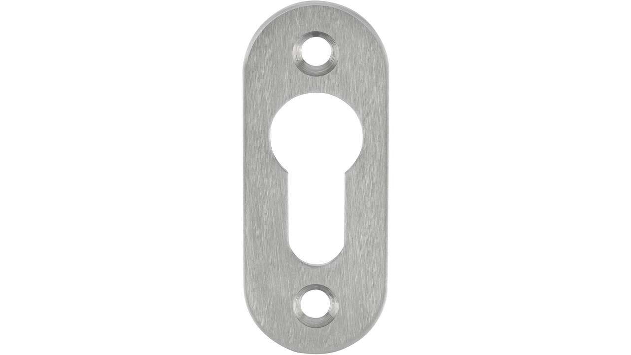RVS geborsteld cilinderplaatje PC ovaal 70x28x2mm, gatdeel M4 h.o.h. 50mm