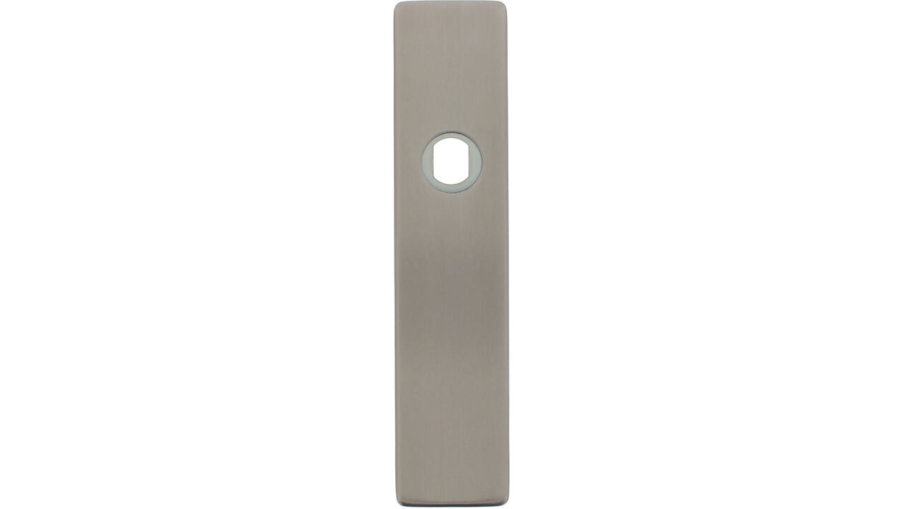 RVS rechthoekig klikschild 177x40x8mm BL Q-gat voor vaste knop montage met stalen basisschild gatdeel 4mm
