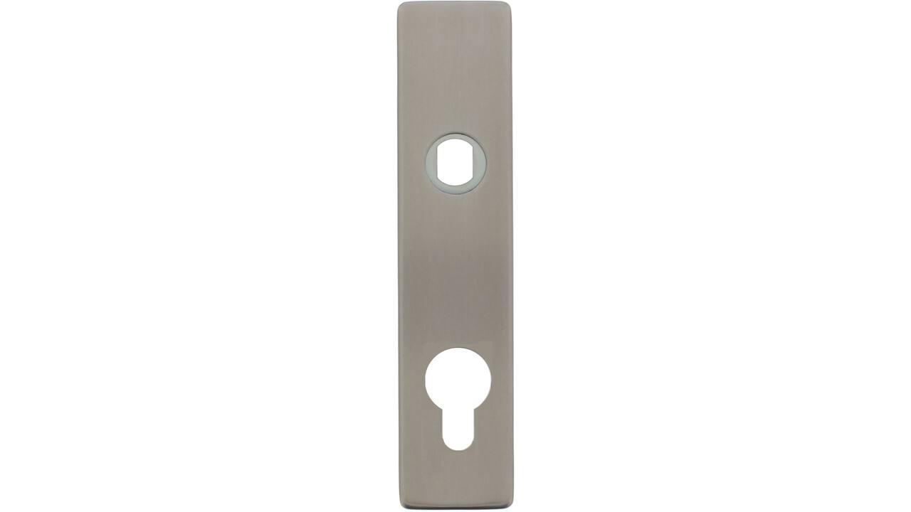 RVS rechthoekig klikschild 177x40x8mm PRC74 Q-gat voor vaste knop montage met stalen basisschild nokdeel M4