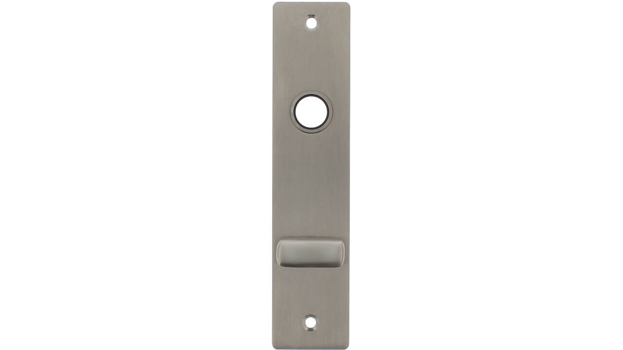 RVS flush rechthoek kortschild WC knopje O63/8 met 2 bevestigingsgaten 4mm easyfix 180x40x2mm