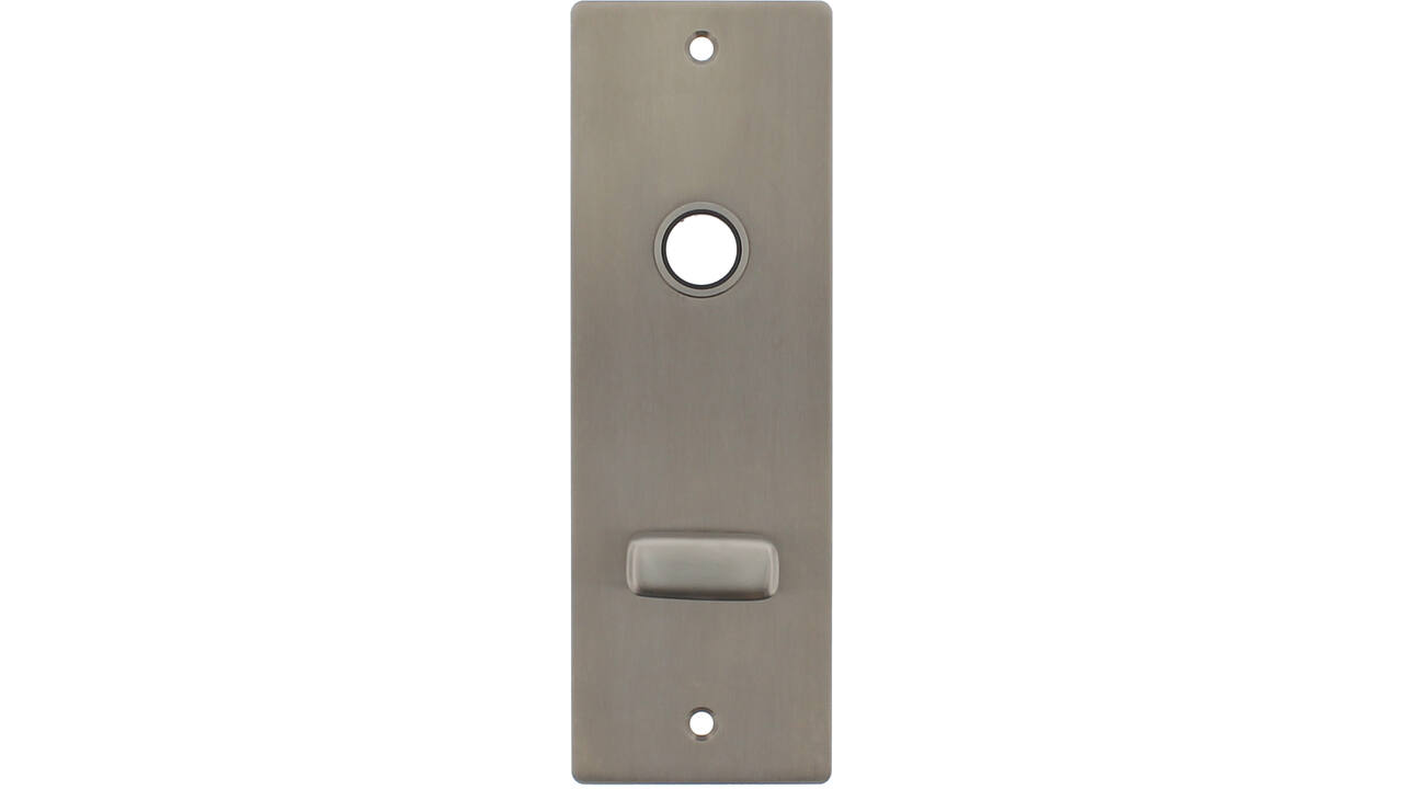RVS flush rechthoek kortschild breed WC knopje O63/8 met 2 bevestigingsgaten 4mm easyfix 180x60x2mm