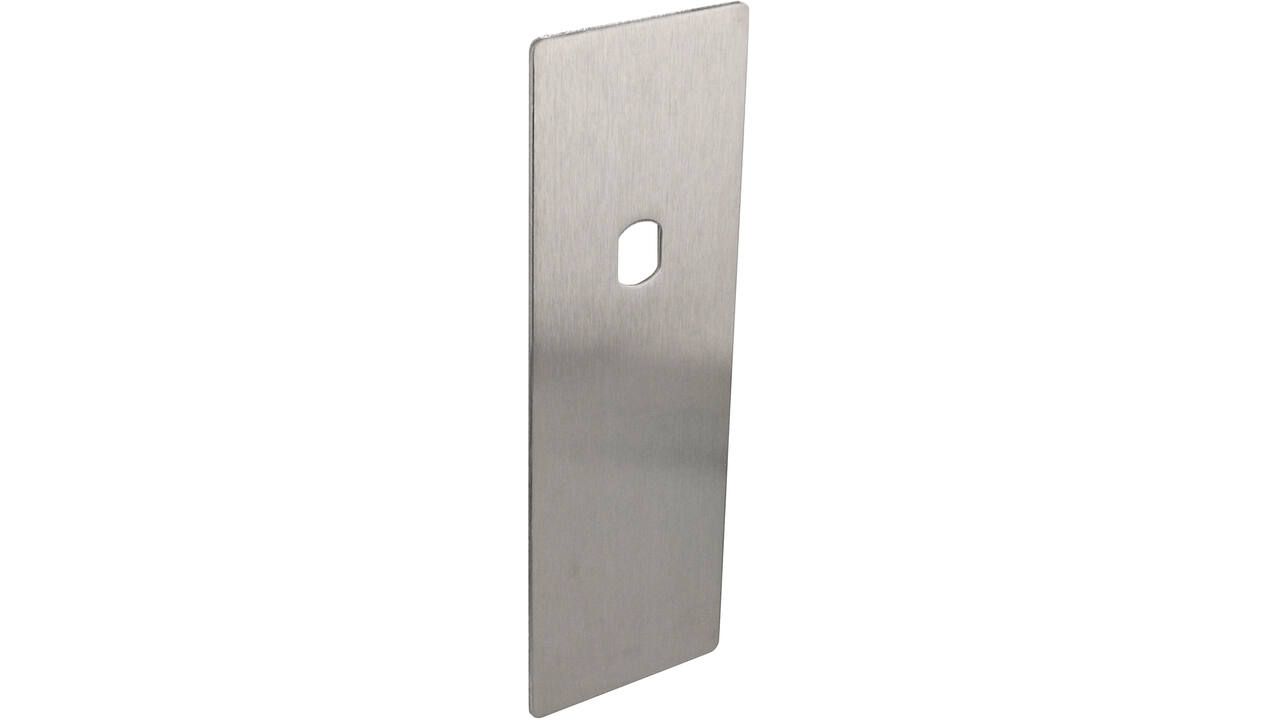 RVS flush rechthoek kortschild breed BL met Q-gat en 2 draadbussen M4 180x60x2mm