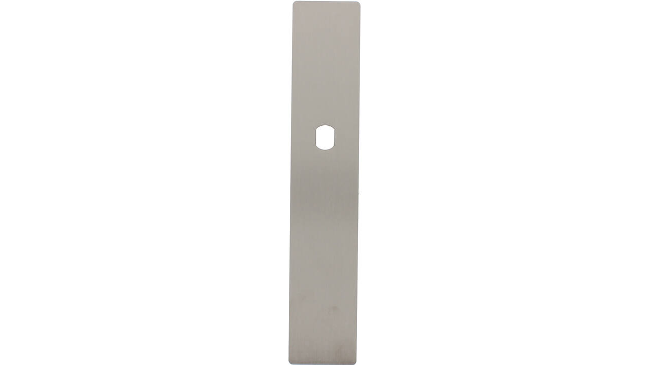 RVS flush rechthoek langschild BL met Q-gat voor vaste knop en 3 draadbussen M4 240x45x2mm