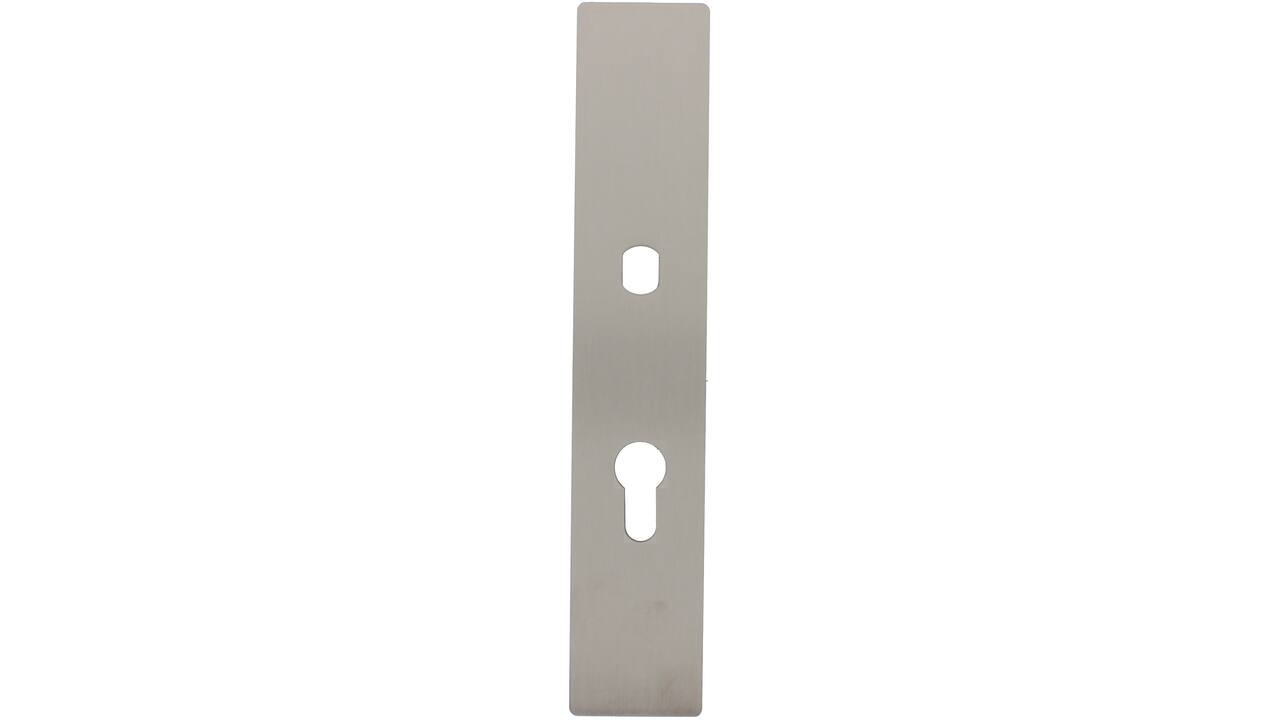 RVS flush rechthoek langschild PC78 met Q-gat voor vaste knop en 3 draadbussen M4 240x45x2mm