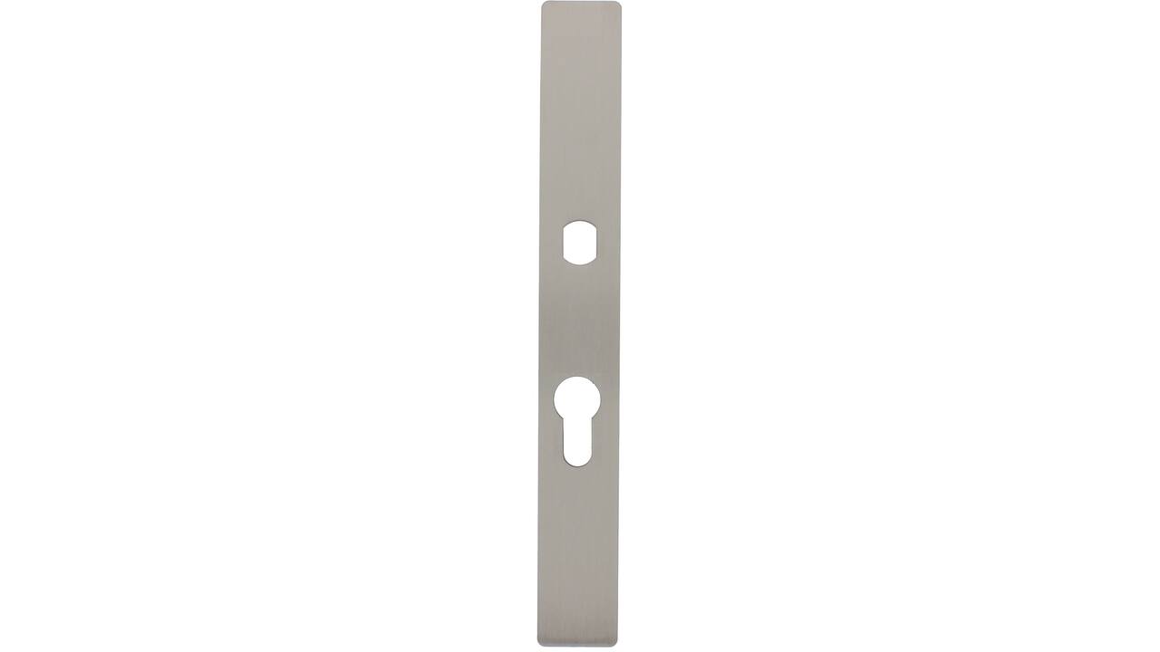 RVS flush rechthoek smalschild PC55 met Q-gat voor vaste knop en 3 draadbussen M4 240x30x2mm