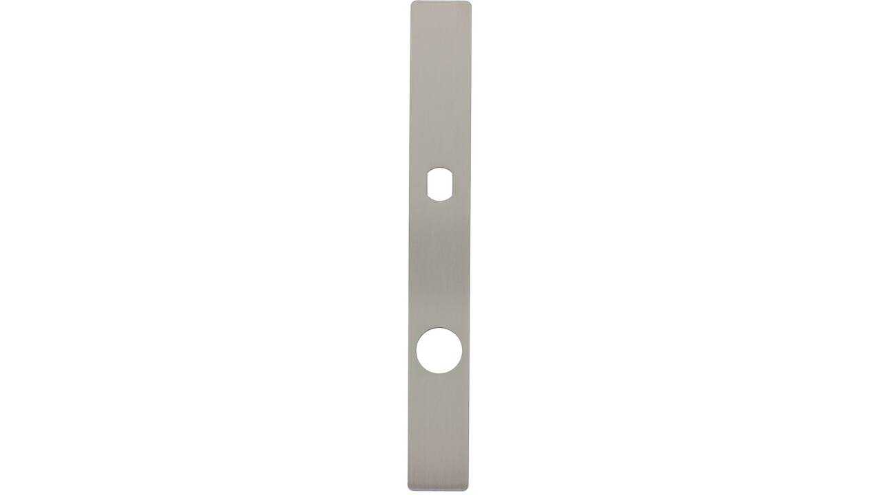 RVS flush rechthoek smalschild RC94 met Q-gat voor vaste knop en 3 draadbussen M4 240x30x2mm