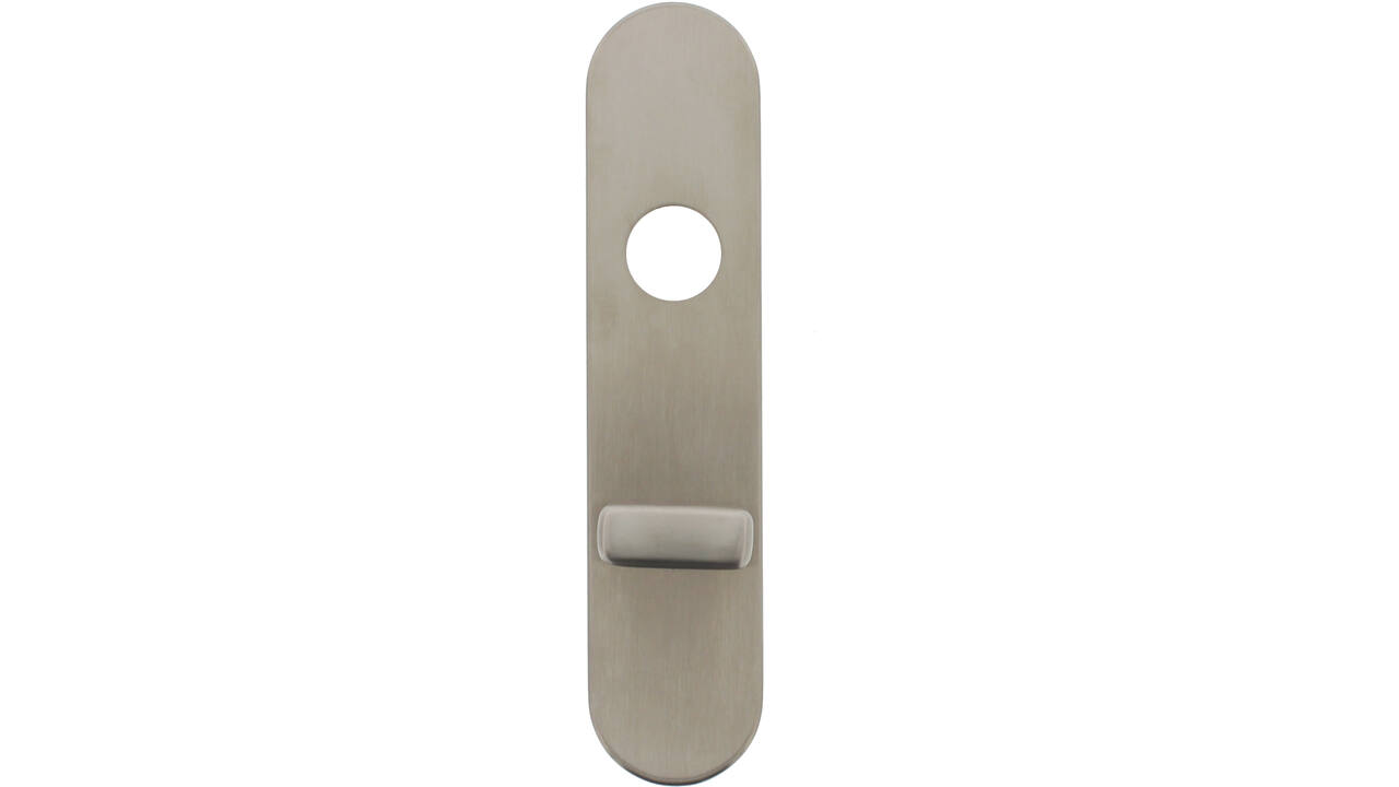 RVS afgerond klikschild 177x40x8mm O63/8 met stalen basisschild gatdeel 4mm easyfix