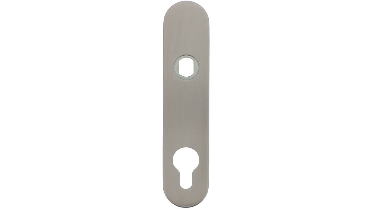 RVS afgerond klikschild 177x40x8mm PRC74 Q-gat voor vaste knop montage met stalen basisschild nokdeel M4