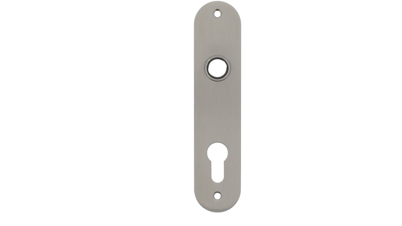 RVS flush afgerond kortschild PC72 met 2 bevestigingsgaten 4mm easyfix 180x40x2mm