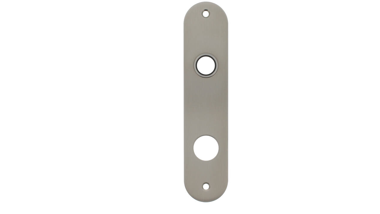 RVS flush afgerond kortschild RC78 met 2 bevestigingsgaten 4mm easyfix 180x40x2mm