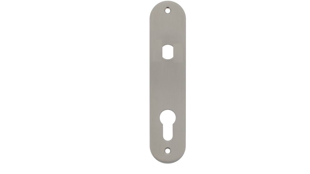 RVS flush afgerond kortschild PC72 met Q-gat en 2 bevestigingsgaten 4mm 180x40x2mm