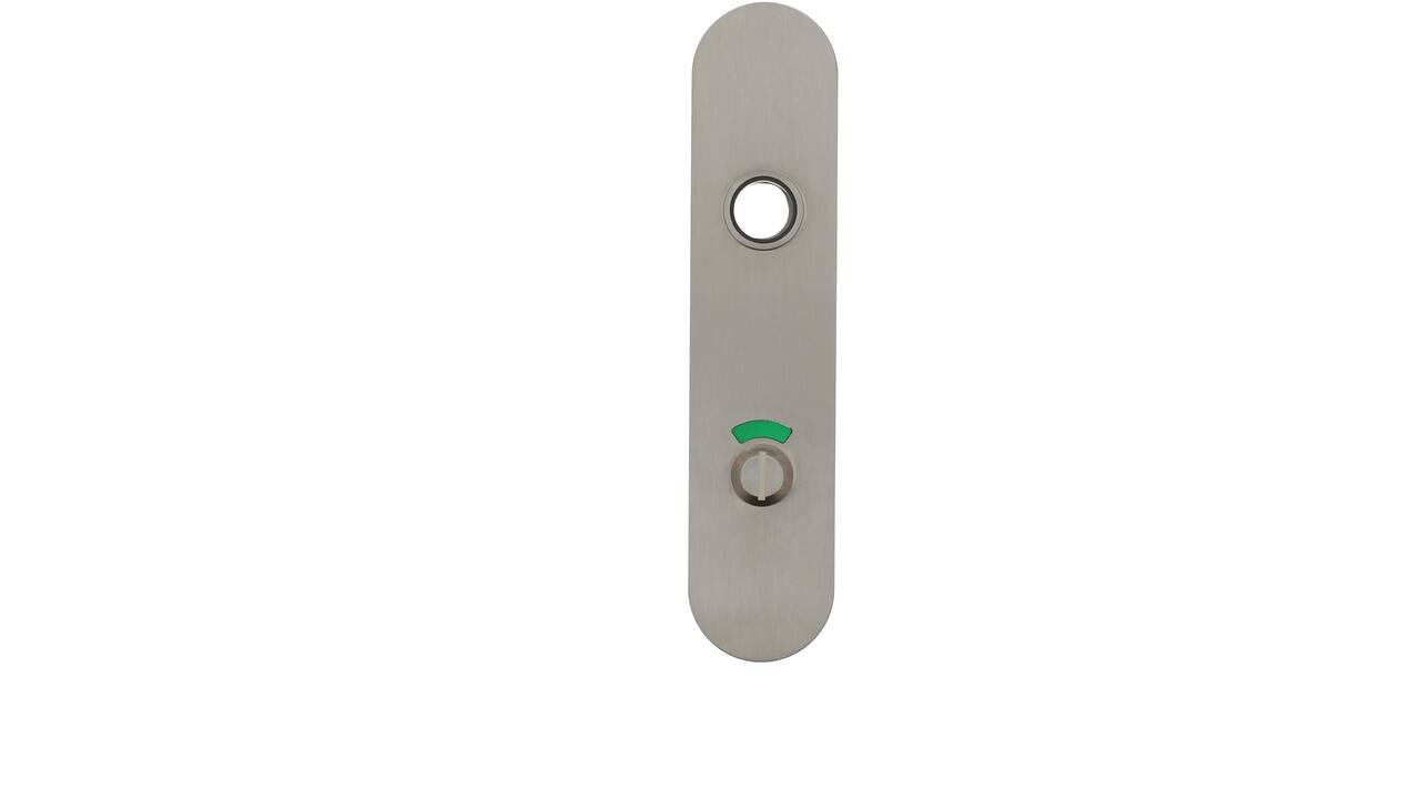 RVS flush afgerond kortschild WC RW zijde 72/8 met 2 draadbussen M4 easyfix 180x40x2mm