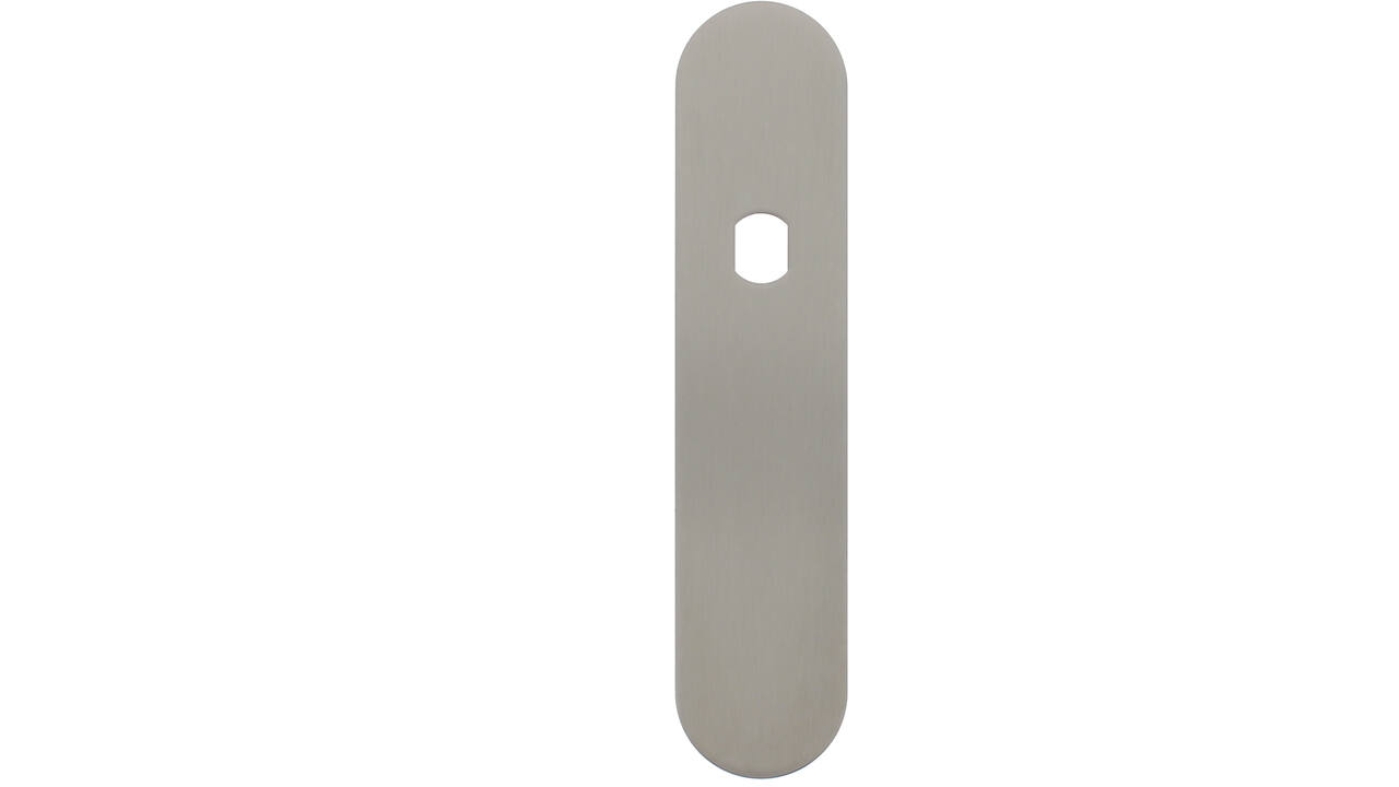 RVS flush afgerond kortschild BL met Q-gat en 2 draadbussen M4 180x40x2mm