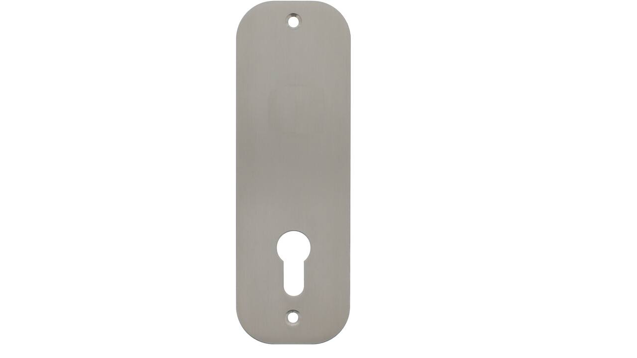 RVS flush afgerond kortschild breed GK/PC72 met 2 bevestigingsgaten 4mm 180x60x2mm