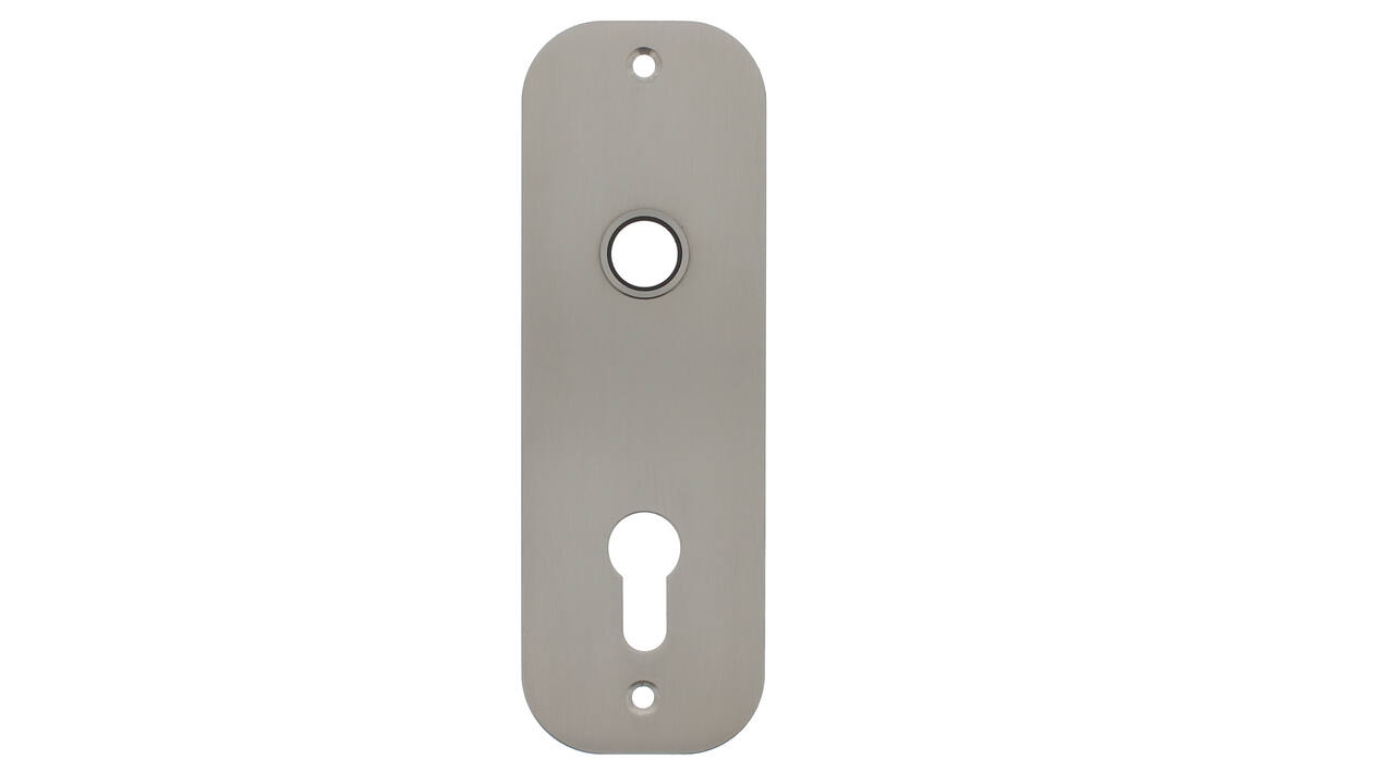 RVS flush afgerond kortschild breed PC78 met 2 bevestigingsgaten 4mm easyfix 180x60x2mm