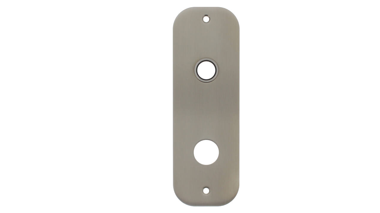 RVS flush afgerond kortschild breed RC74 met 2 bevestigingsgaten 4mm easyfix 180x60x2mm