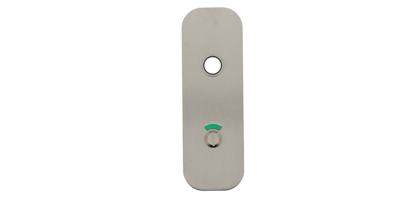 RVS flush afgerond kortschild breed WC RW zijde 72/8 met 2 draadbussen M4 easyfix 180x60x2mm
