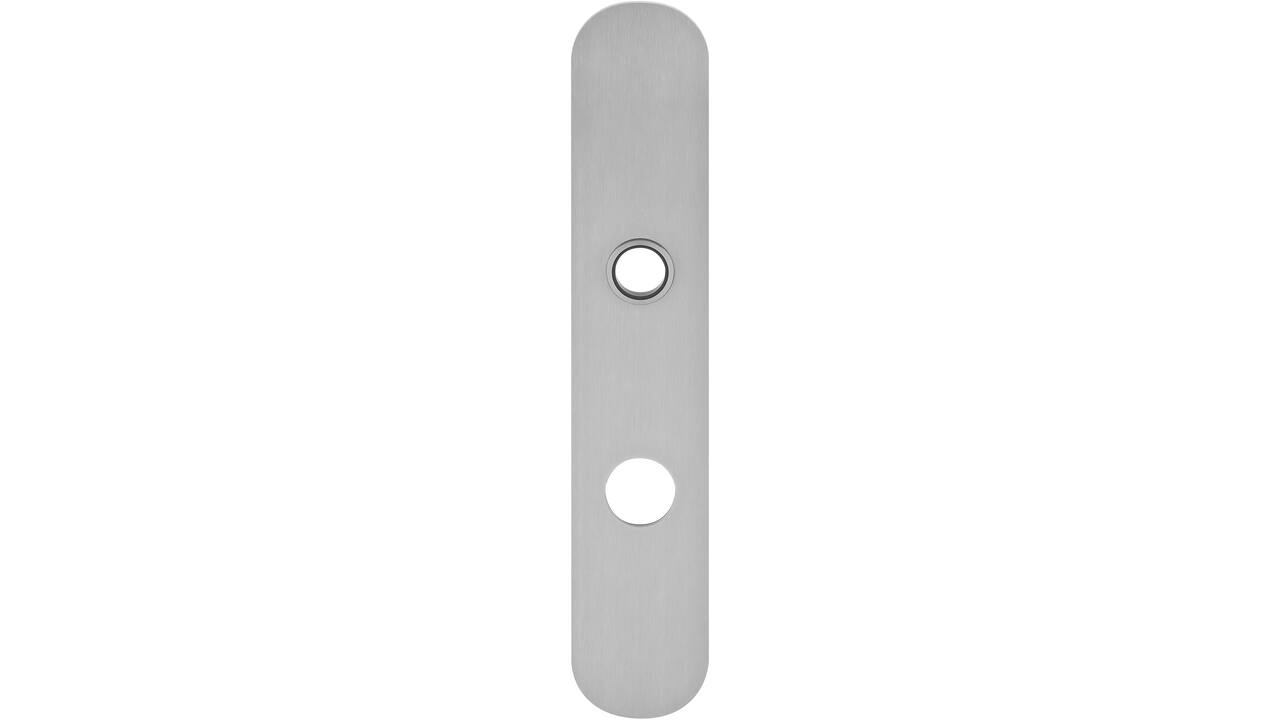 RVS flush afgerond langschild RC74 met 3 draadbussen M4 easyfix 240x45x2mm EN1906-kl.4