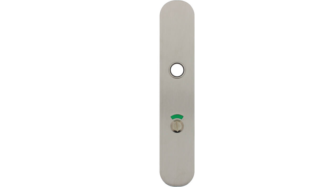 RVS flush afgerond langschild WC RW zijde 72/8 rood/groen met 3 draadbussen M4 easyfix 240x45x2mm EN1906-kl.4