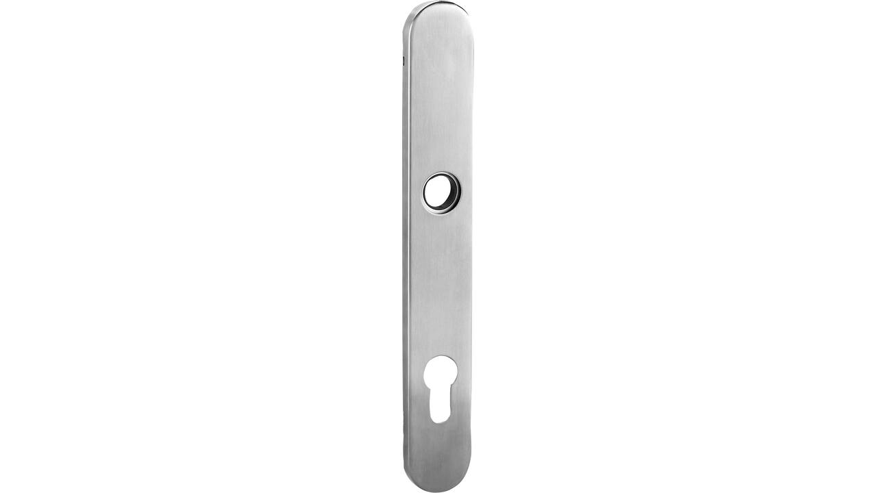 RVS klikschild afgerond smal 250x35x8mm, stalen basisschild met 3 draadnokken M4 easyfix PC72