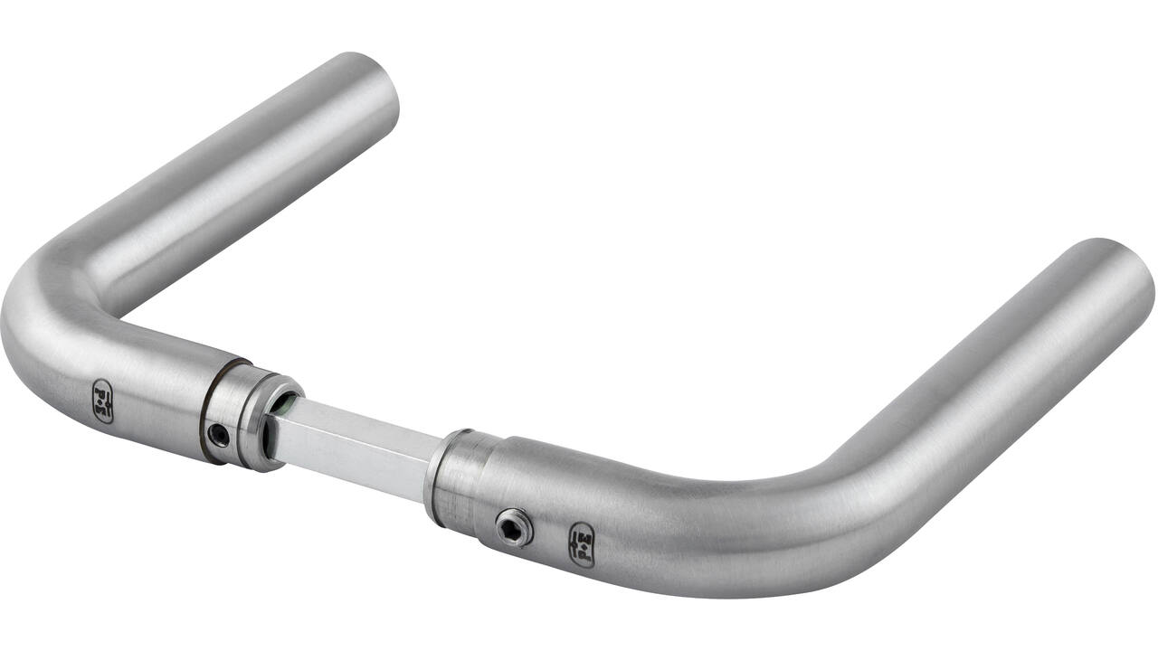 Deurkrukken L-model  RVS 120x57mm ø18mm met krukstift 8x72mm geschikt voor deur- en beslagdikte van 37-57mm.