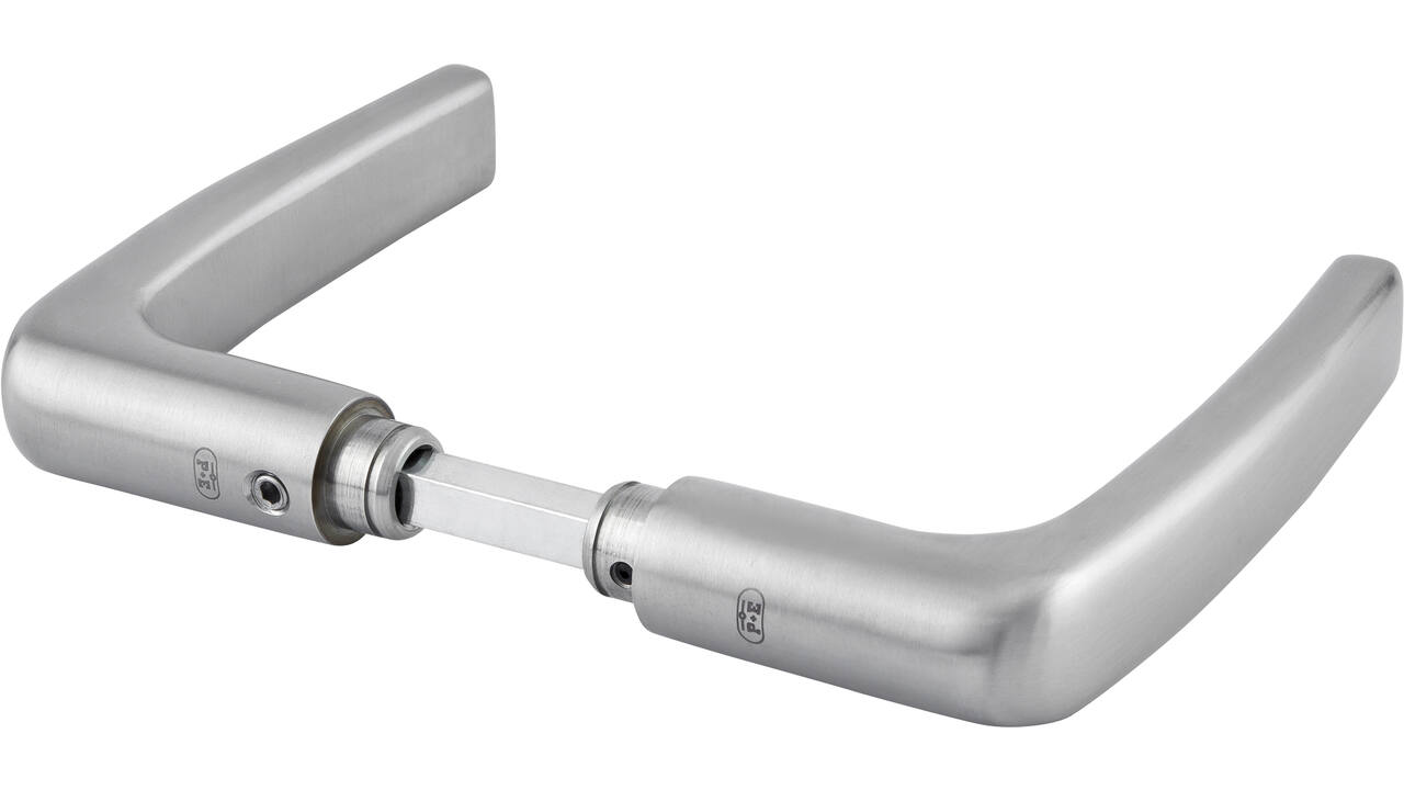 Deurkrukken blokmodel RVS 124x59mm met krukstift 9x84mm geschikt voor deur- en beslagdikte van 44-69mm.