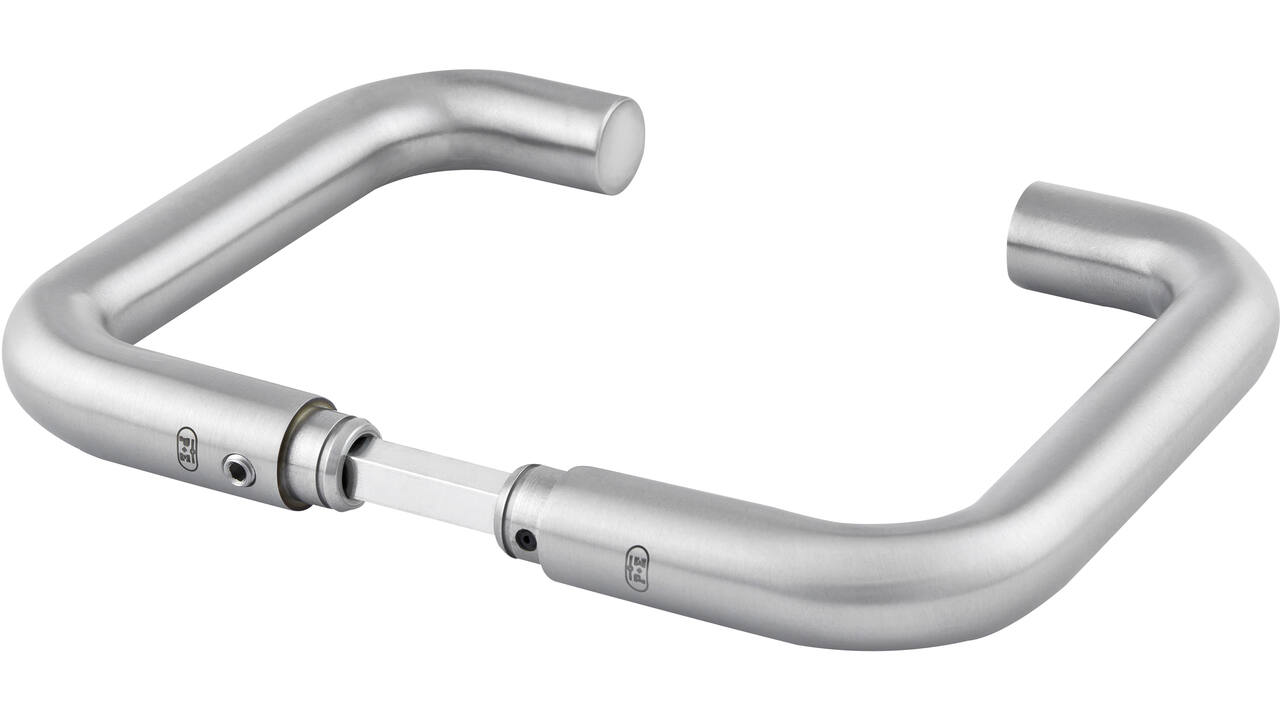 Deurkrukken U-model roestvast staal 150x76mm, Ø 20mm, met krukstift 8x84mm geschikt voor deur- en beslagdikte van 40-69mm.