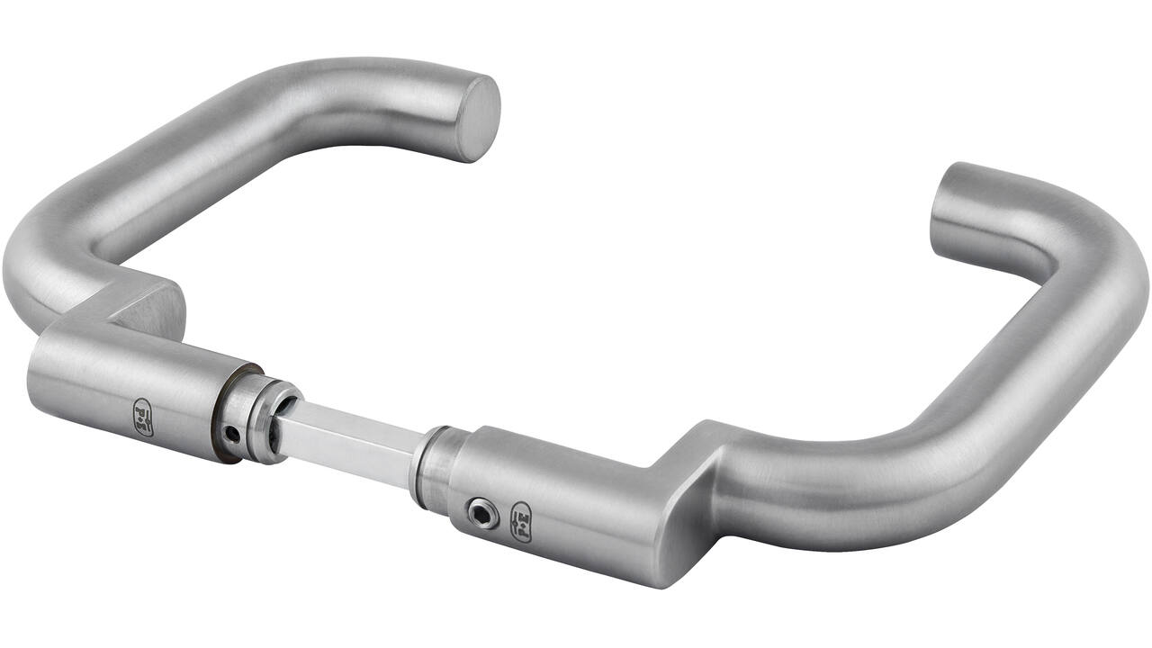 Deurkrukken verkropt U-model roestvast staal mat geborsteld 160x82mm met krukstift 9x72mm geschikt voor deur- en beslagdikte van 47-62mm. Gebruiksklasse 4, EN 1906: 2002-05 Geschikt voor inbouw in rook- en brandwerende deuren volgens DIN 18273: 1997 - 12. Goedgekeurd voor gebruik op nooddeuren in combinatie met een geschikt paniekslot volgens EN 179: 2002-06