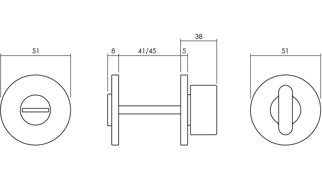 Olivari wc-sluiting Link 6mm stift, rond 51x5mm Nikkel titaan PVD