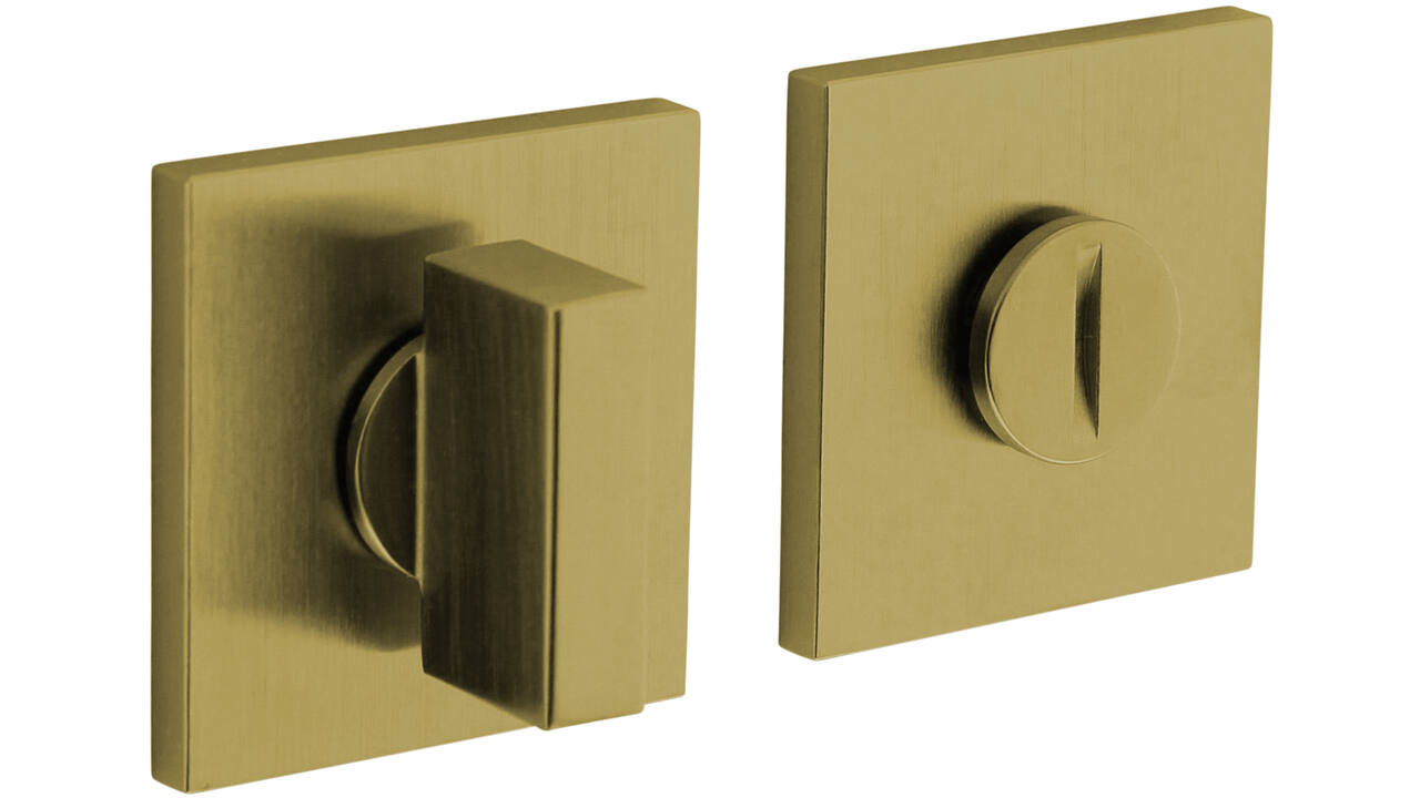 Olivari wc-sluiting Space Q 6mm stift, vierkant 51x5mm met nokken en doorgaande bevestiging Messing mat titaan PVD