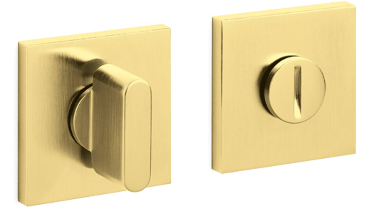 Olivari wc-sluiting Link Q 6mm stift, vierkant 51x5mm met nokken en doorgaande bevestiging Messing mat titaan PVD
