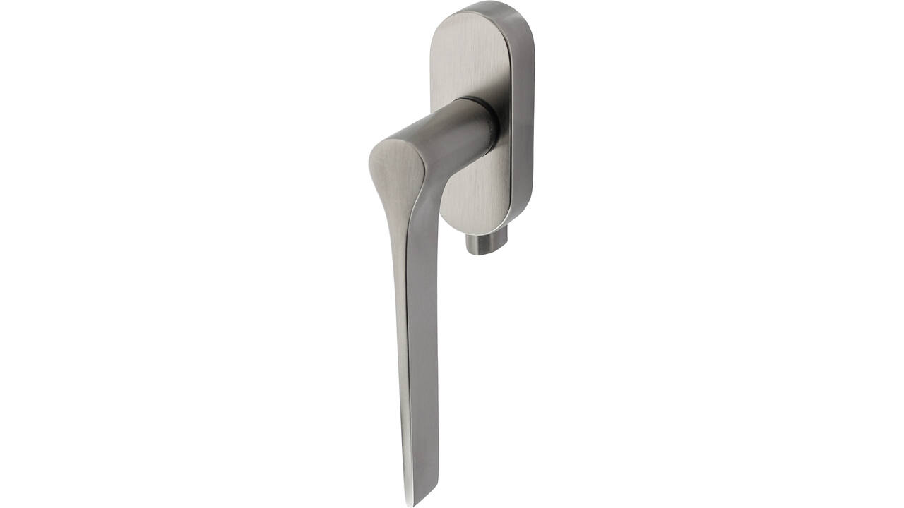 Olivari raamkruk afsluitbaar Lama L + ovaal rozet 87x32x18mm, stift 7x42mm RVS mat titaan PVD