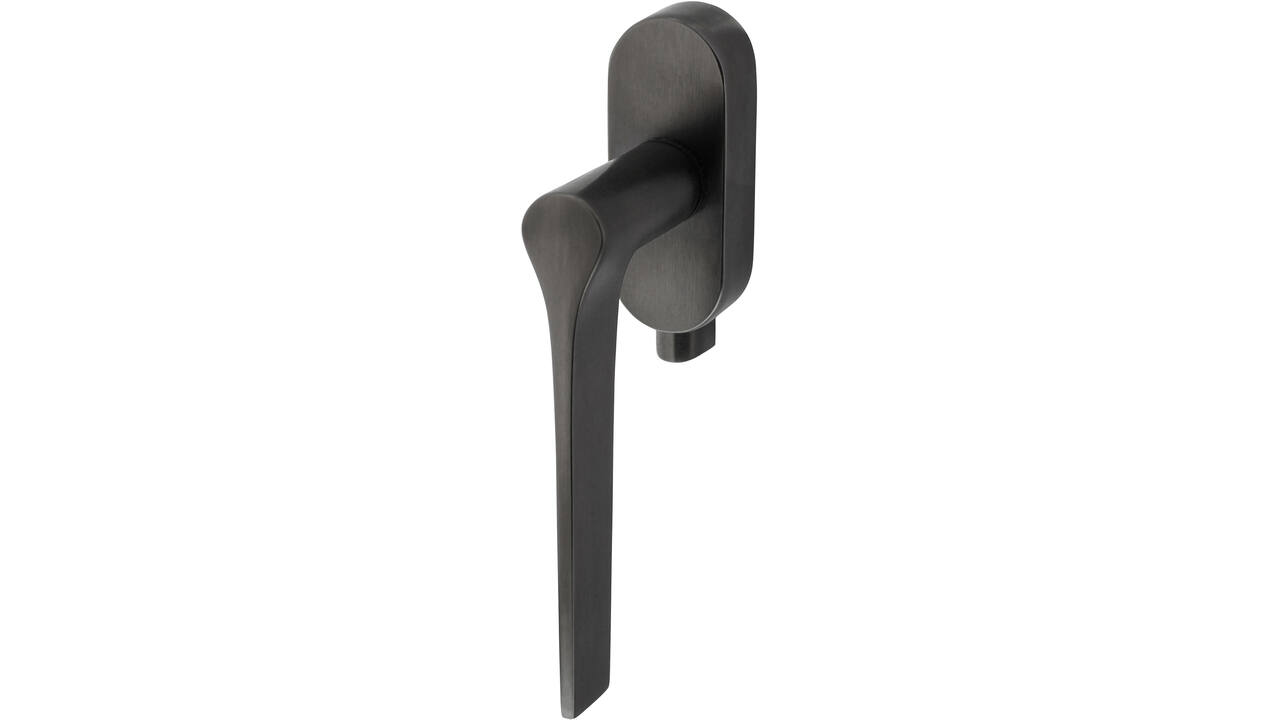 Olivari raamkruk afsluitbaar Lama L + ovaal rozet 87x32x18mm, stift 7x42mm Antraciet mat titaan PVD