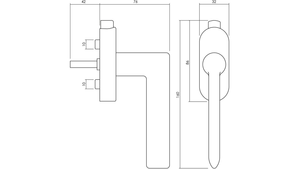 Olivari raamkruk afsluitbaar Tecno + ovaal rozet 87x32x18mm, stift 7x42mm Messing mat titaan PVD