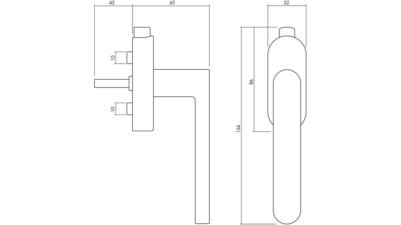 Olivari raamkruk afsluitbaar Link + ovaal rozet 87x32x18mm, stift 7x42mm RVS mat titaan PVD