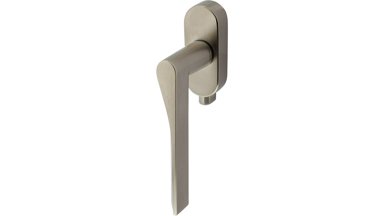 Olivari raamkruk afsluitbaar Fin + ovaal rozet 87x32x18mm, stift 7x42mm Nikkel mat titaan PVD