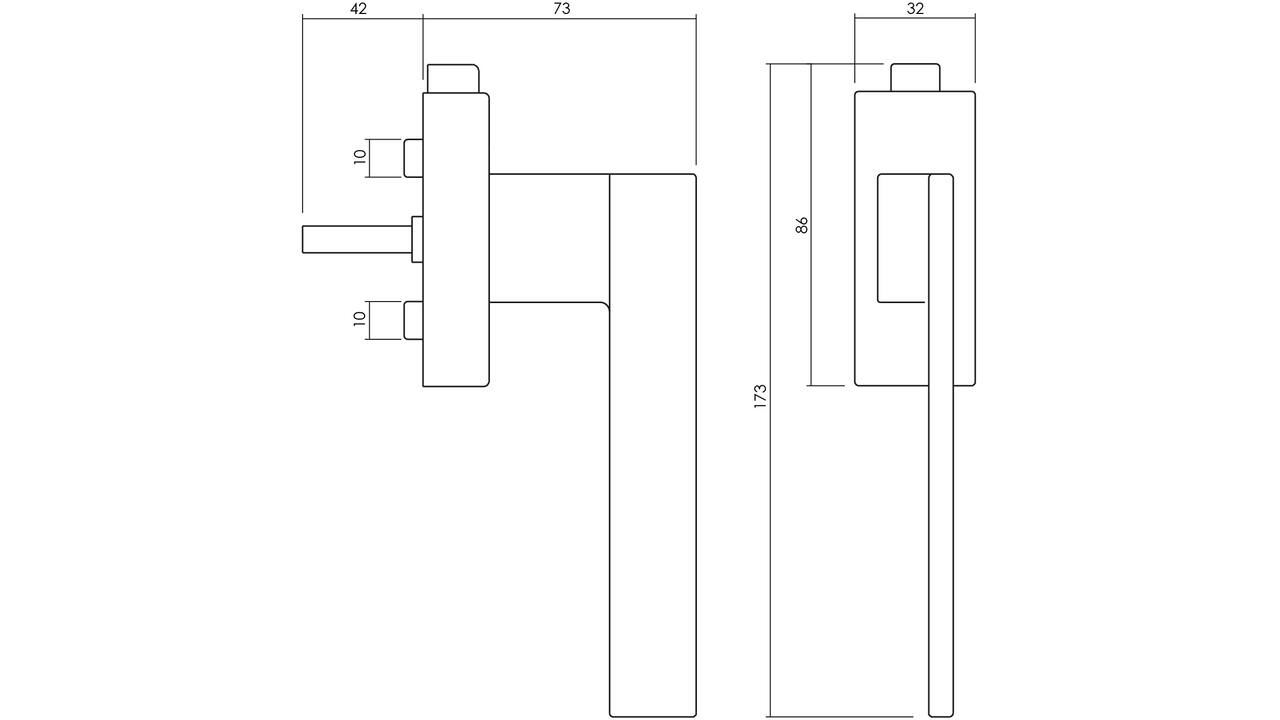 Olivari raamkruk afsluitbaar Living + rechthoekig rozet 86x32x18mm, stift 7x42mm RVS mat titaan PVD
