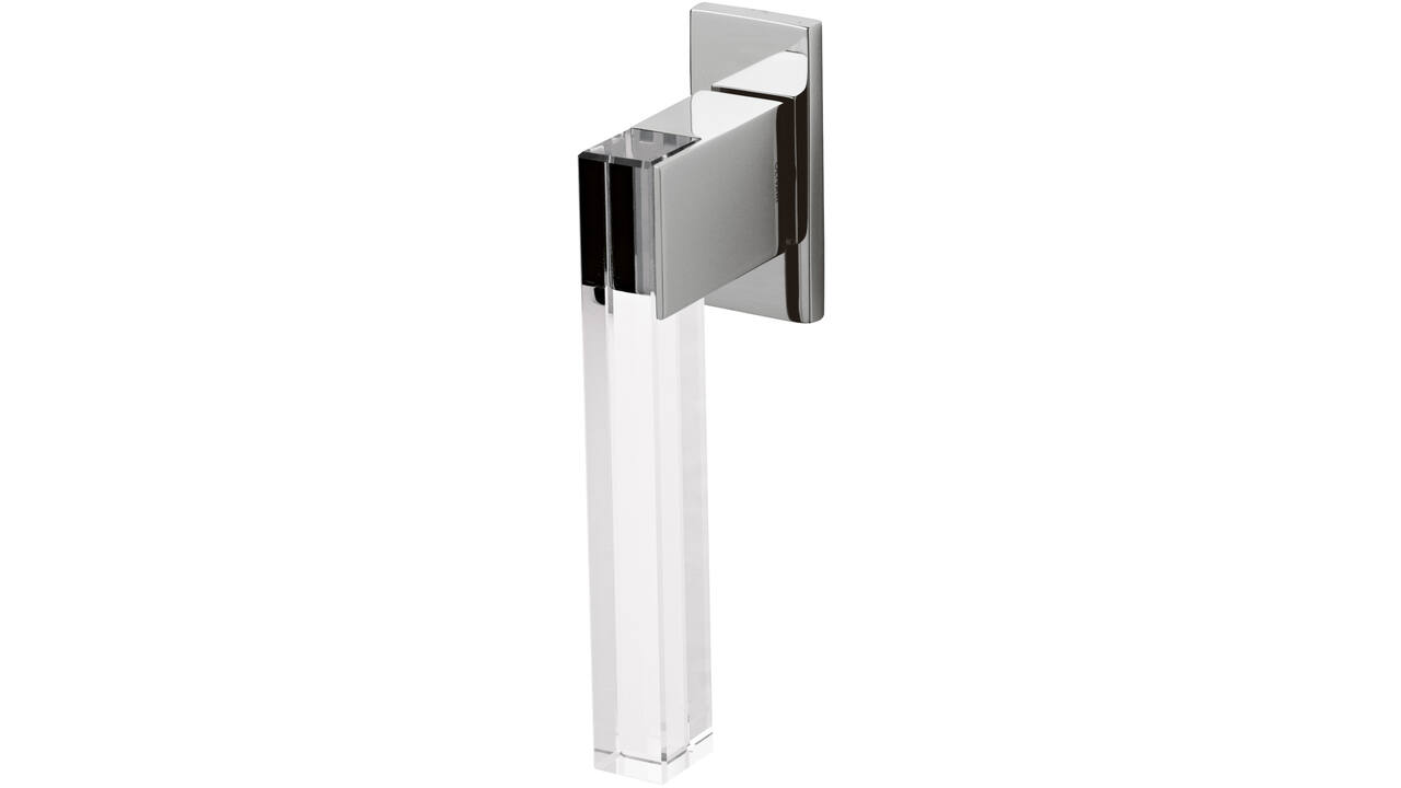 Olivari raamkruk Ice Cube + rechthoekig rozet 71x32x5mm, stift 7x42mm Chroom/transparant