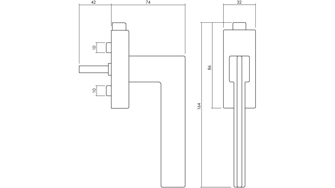 Olivari raamkruk afsluitbaar Trend + rechthoekig rozet 86x32x18mm, stift 7x42mm Koper mat titaan PVD