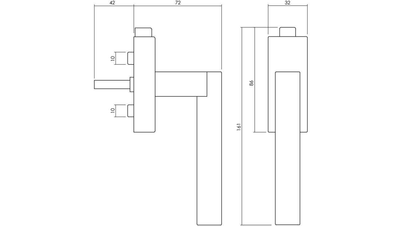 Olivari raamkruk afsluitbaar Euclide Q + rechthoekig rozet 86x32x18mm, stift 7x42mm Antraciet mat titaan PVD