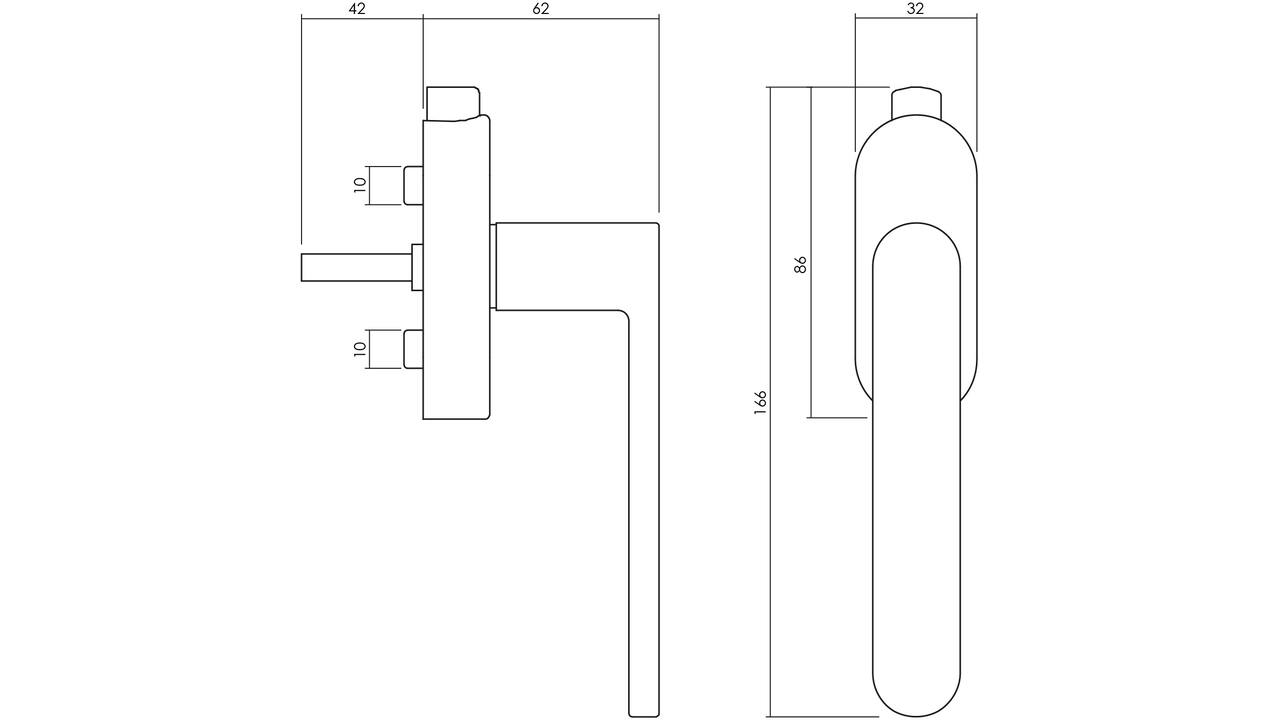 Olivari raamkruk afsluitbaar Radial + ovaal rozet 87x32x18mm, stift 7x42mm Antraciet mat titaan PVD