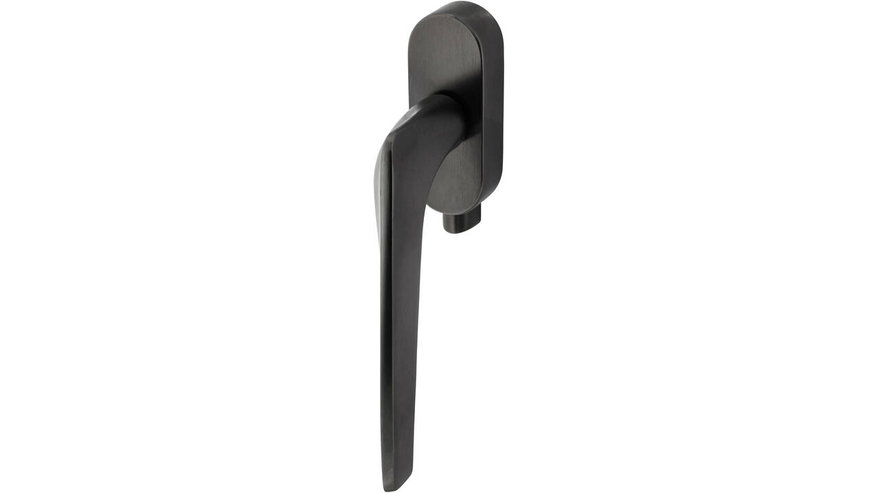 Olivari raamkruk afsluitbaar Twist + ovaal rozet 87x32x18mm, stift 7x42mm Antraciet mat titaan PVD